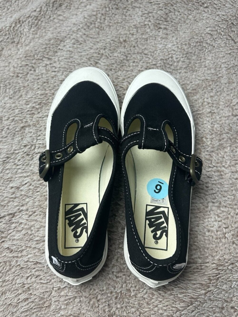 Vans Style 93 Mary Jane Women Size 7.5 Black White Canvas Buckle Shoes NEW - Picture 8 of 15
